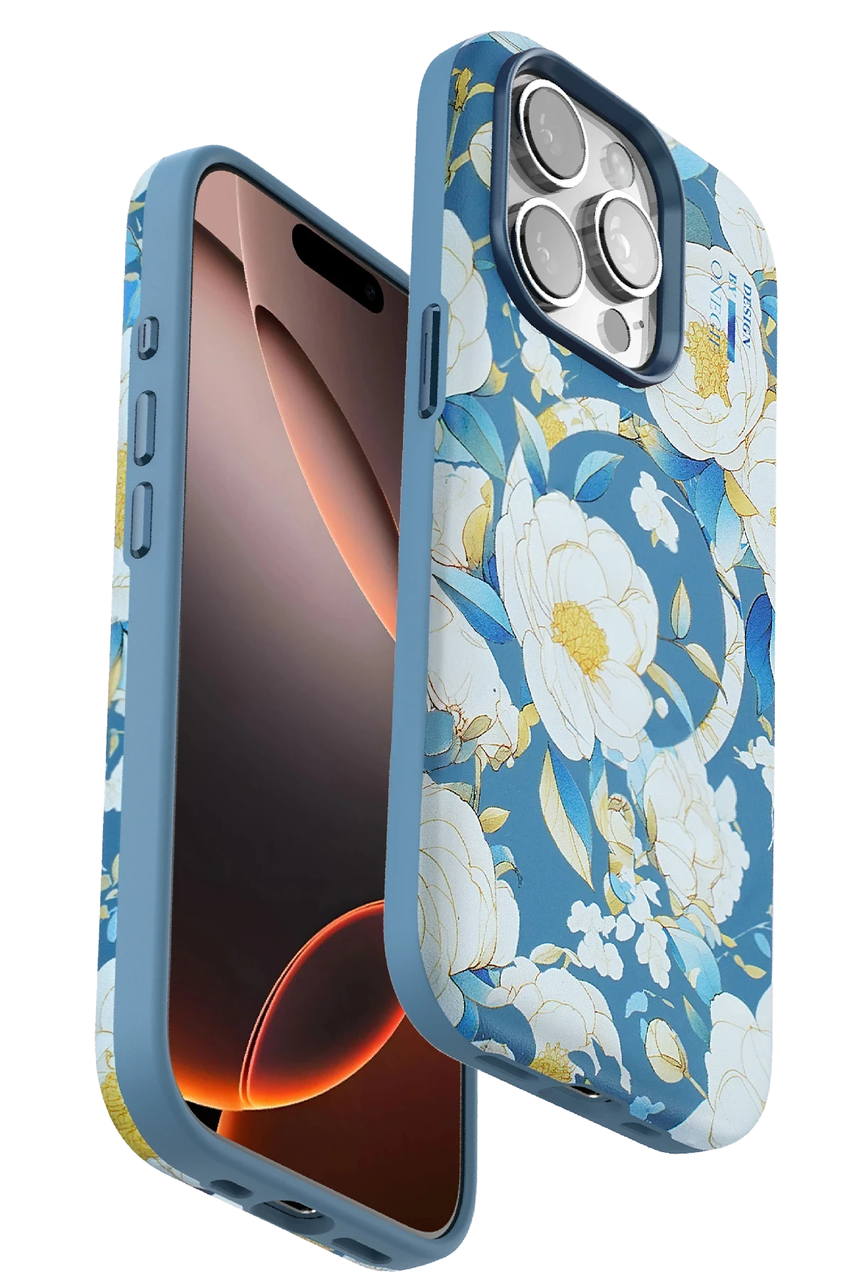 Onegif iPhone 15 Pro Max Flower Series Magsafe Kapak - Mavi