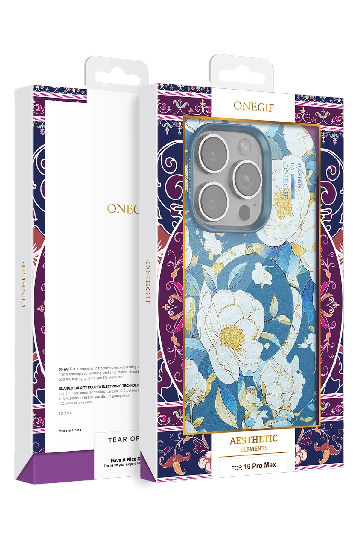 Onegif iPhone 15 Pro Flower Series Magsafe Kapak - Pembe