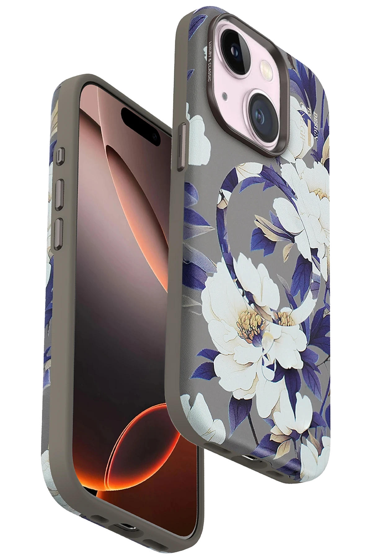 Onegif iPhone 15 Plus Flower Series Magsafe Kapak - Gri