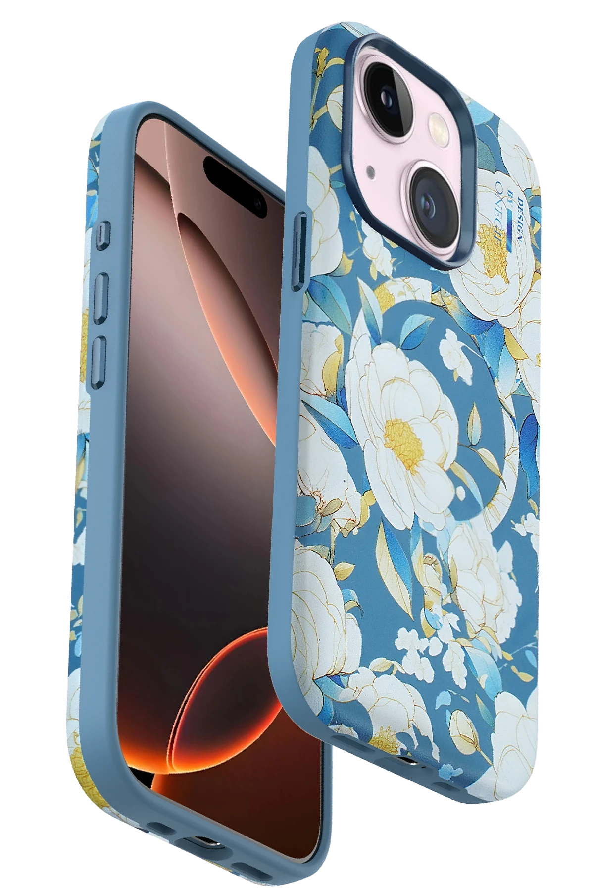 Onegif iPhone 15 Plus Flower Series Magsafe Kapak - Mavi