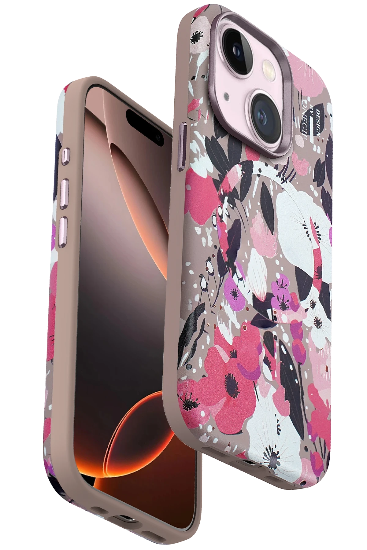 Onegif iPhone 15 Flower Series Magsafe Kapak - Pembe