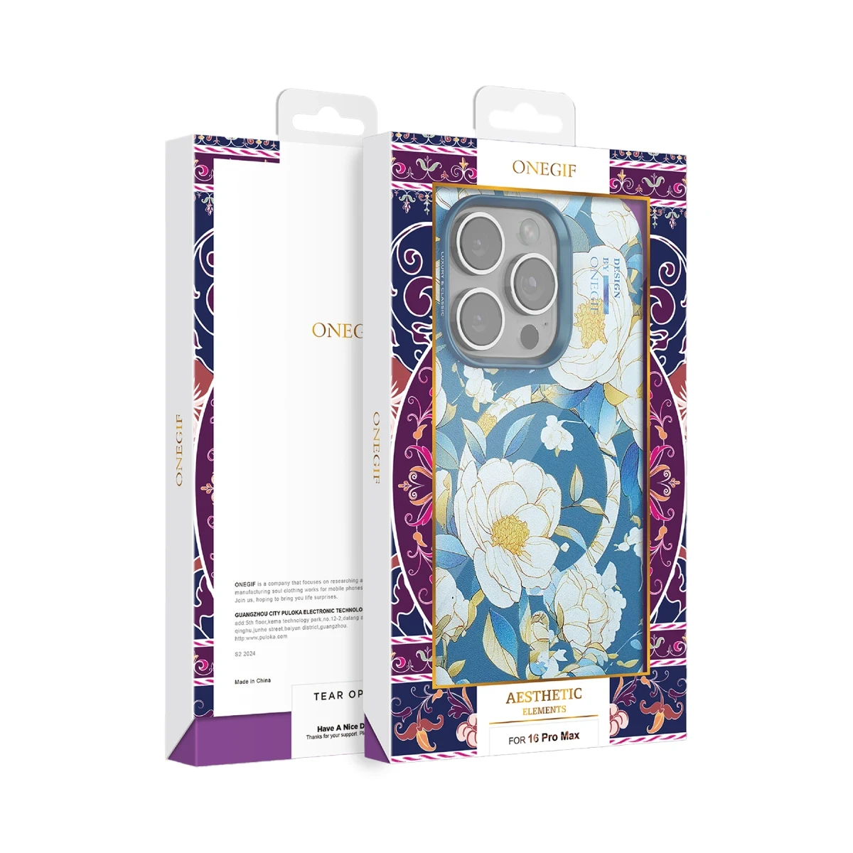 Onegif Apple iPhone 14 Pro Flower Series Magsafe Kapak - Siyah