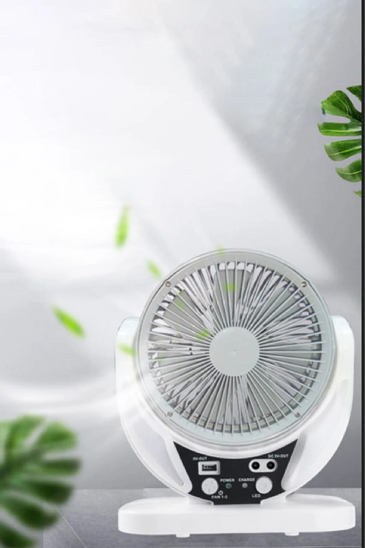 Konfulon FS21 Led Işıklı Masaüstü Soğutma Fanı - Beyaz — görsel 2