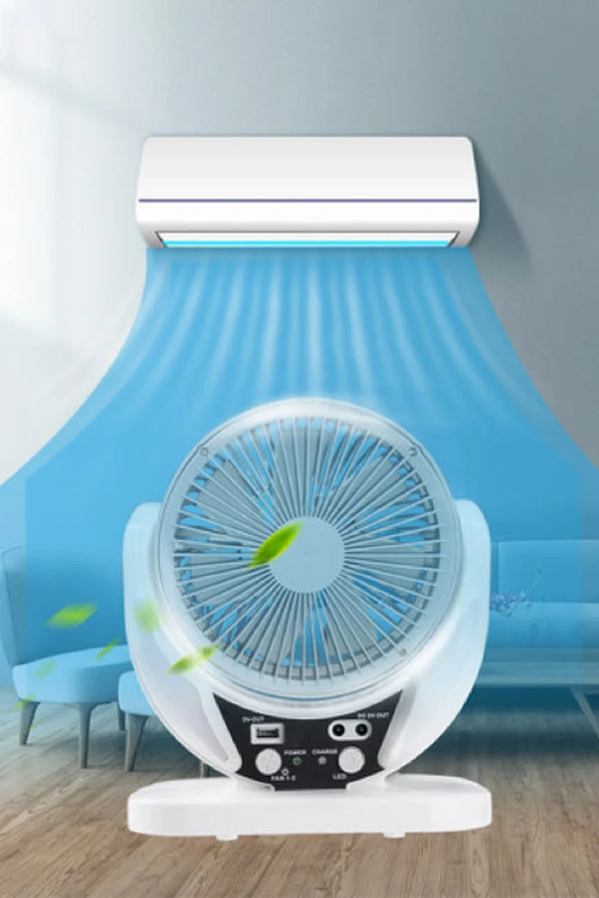 Konfulon FS21 Led Işıklı Masaüstü Soğutma Fanı - Beyaz — görsel 4