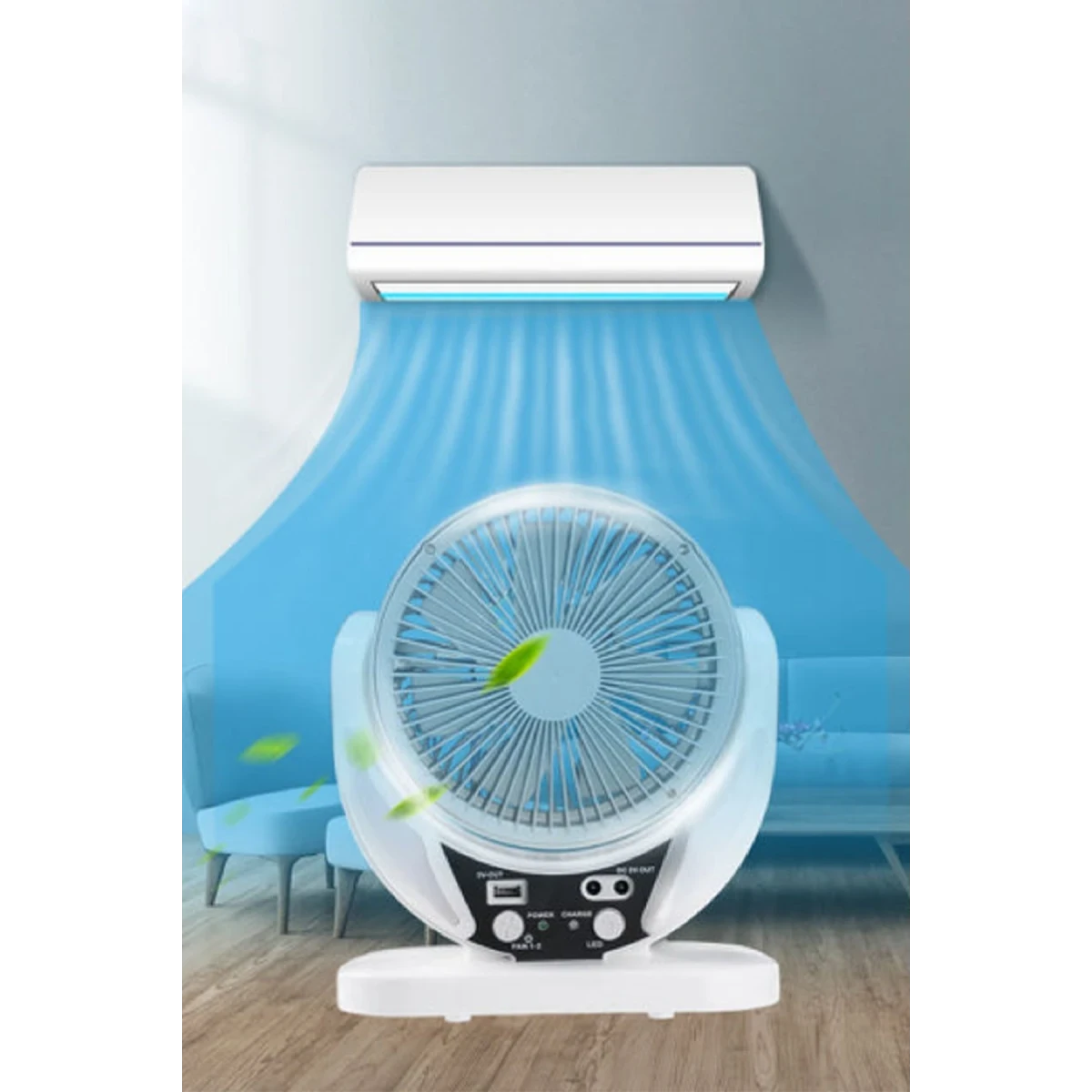 Konfulon FS21 Led Işıklı Masaüstü Soğutma Fanı - Beyaz — görsel 8
