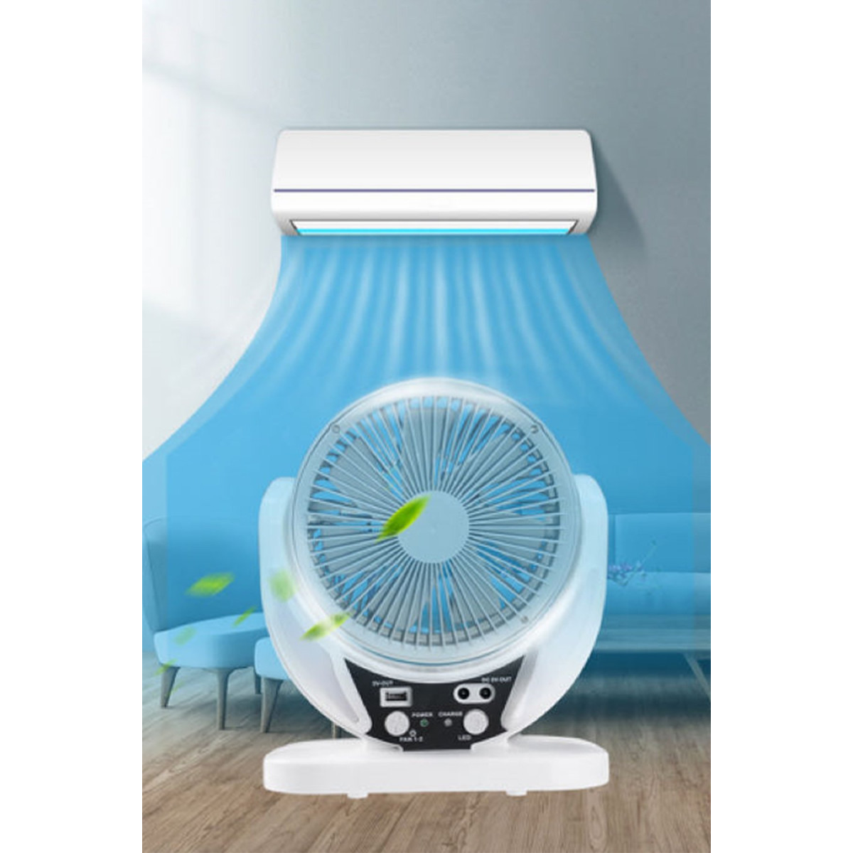 Konfulon FS21 Led Işıklı Masaüstü Soğutma Fanı - Beyaz — görsel 12