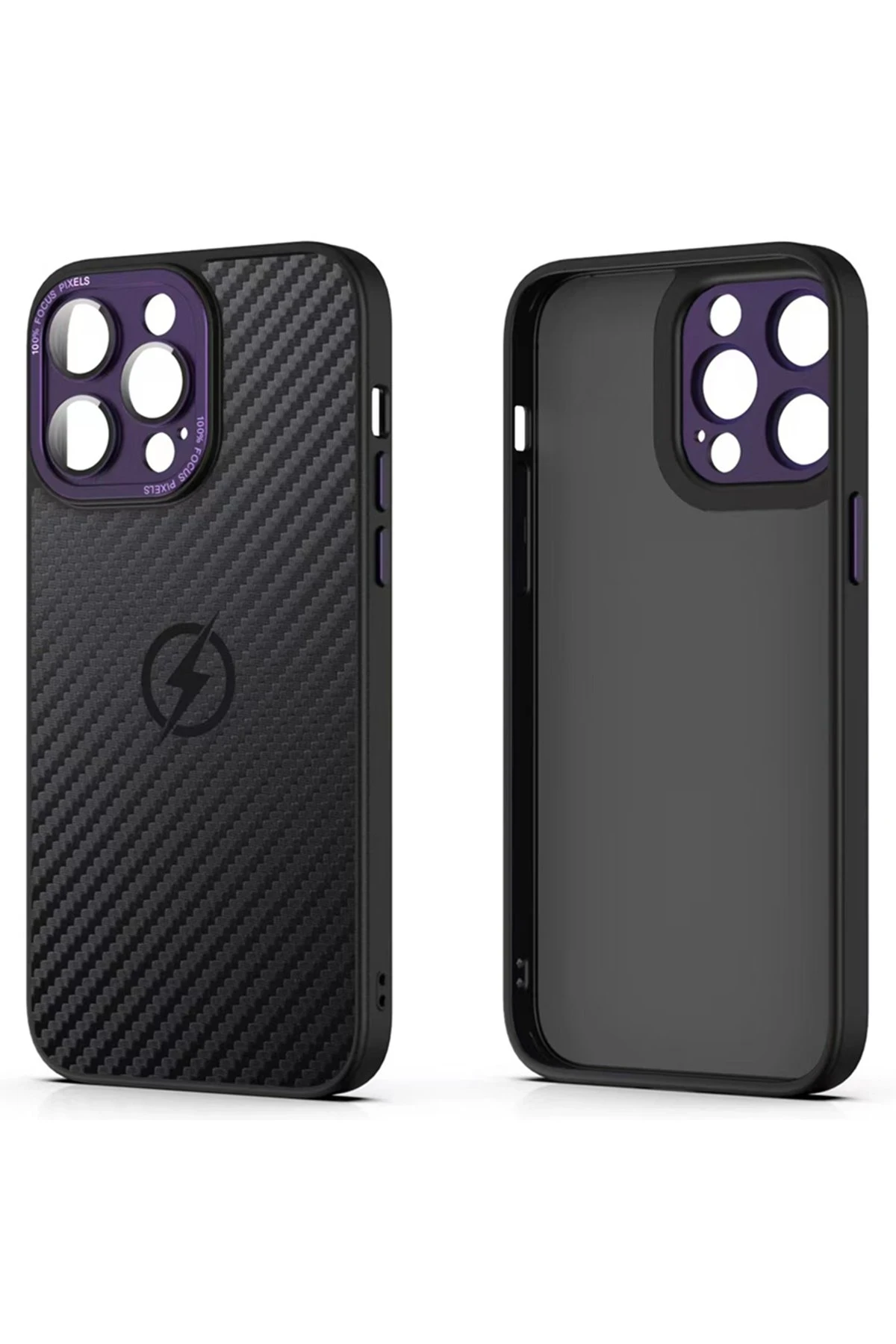 Newface Apple iPhone 14 Pro Kılıf Harbon Magneticsafe Karbon Kapak - Derin Mor — görsel 2