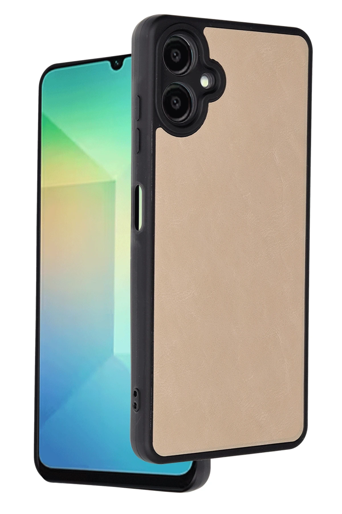 Newface Samsung Galaxy A06 Kılıf Aras Deri Kapak - Pudra