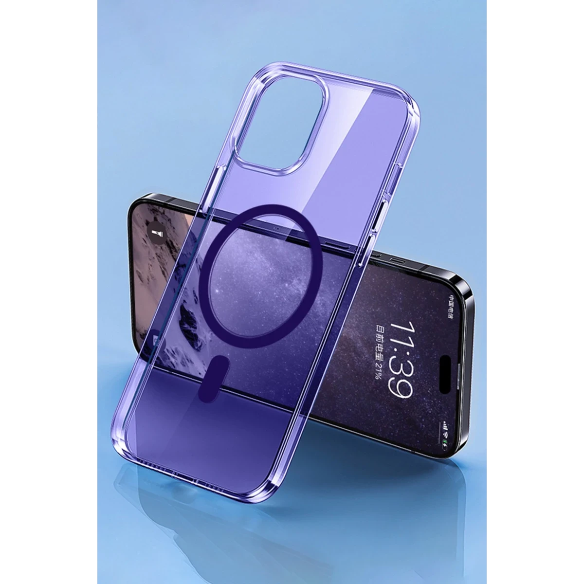 Newface Apple iPhone 14 Kılıf Tron Şeffaf Magsafe Kapak - Derin Mor — görsel 10