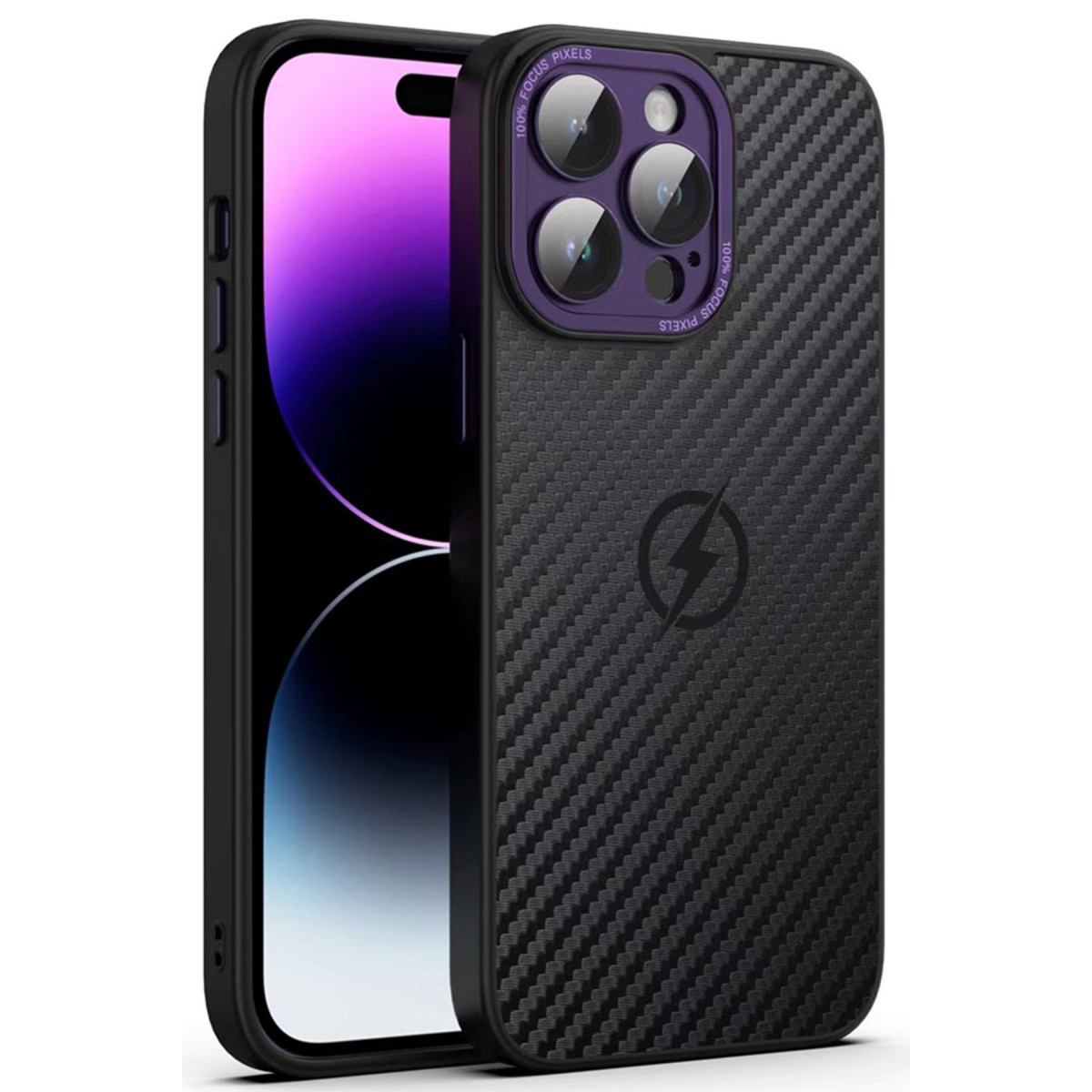 Newface Apple iPhone 14 Pro Max Kılıf Harbon Magneticsafe Karbon Kapak - Derin Mor — görsel 9