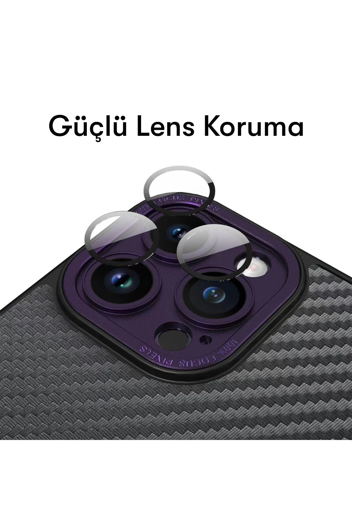 Newface Apple iPhone 14 Pro Max Kılıf Harbon Magneticsafe Karbon Kapak - Derin Mor — görsel 3