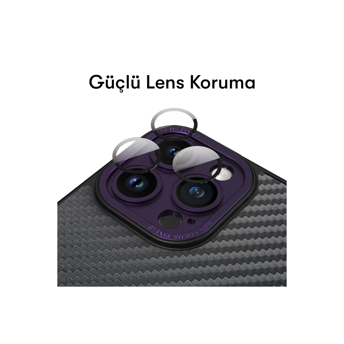 Newface Apple iPhone 14 Pro Max Kılıf Harbon Magneticsafe Karbon Kapak - Derin Mor — görsel 7