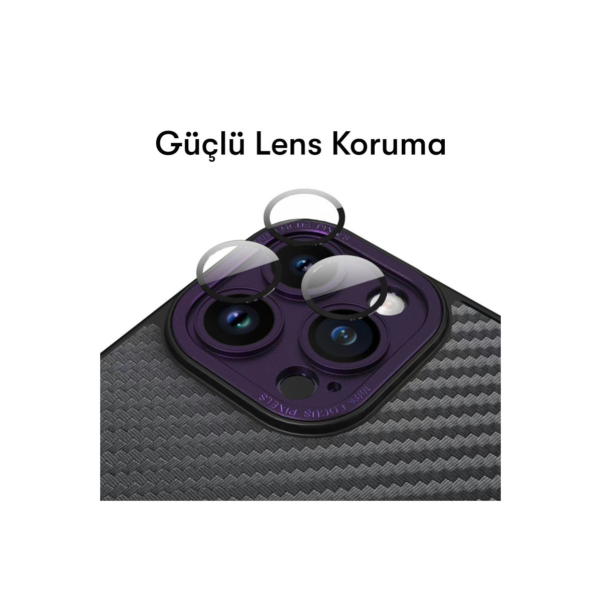 Newface Apple iPhone 14 Pro Max Kılıf Harbon Magneticsafe Karbon Kapak - Derin Mor — görsel 11