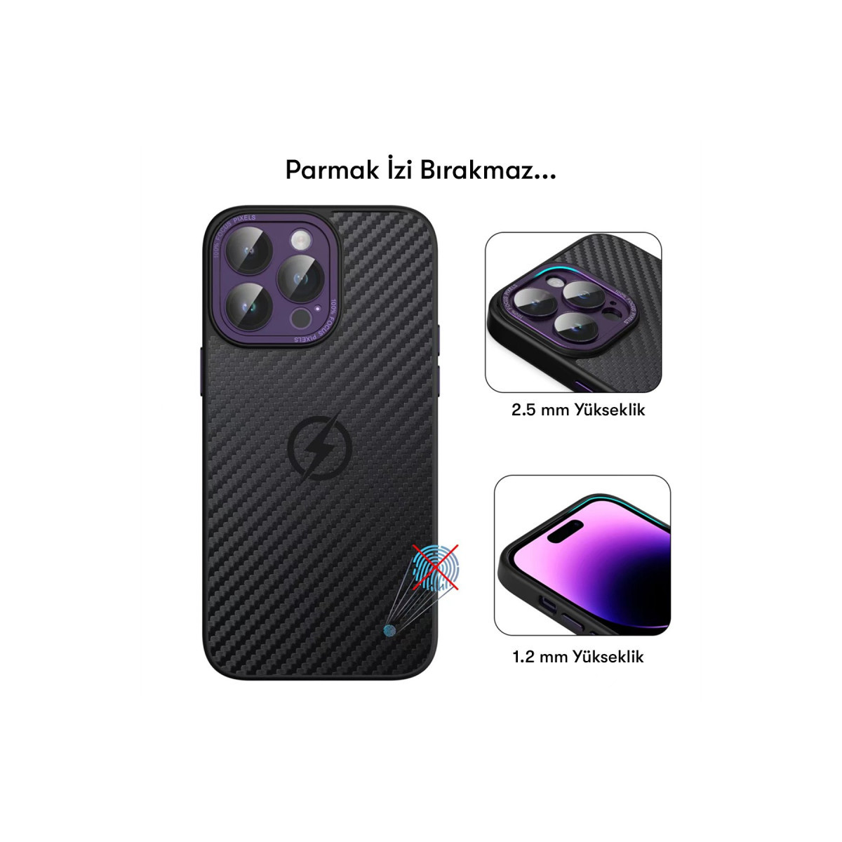 Newface Apple iPhone 14 Pro Max Kılıf Harbon Magneticsafe Karbon Kapak - Derin Mor — görsel 12