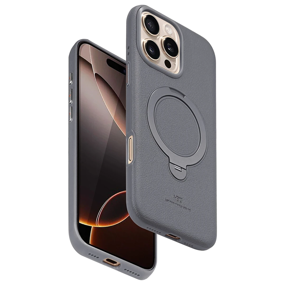 HDD Apple iPhone 16 Pro Max Vapor Deri Magsafe Standlı Kılıf - Titan Gri