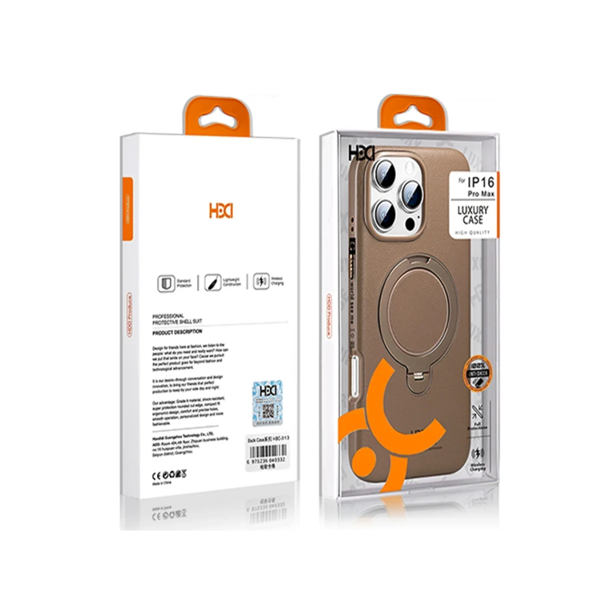 HDD Apple iPhone 15 Pro Max Vapor Deri Magsafe Standlı Kılıf - Gold