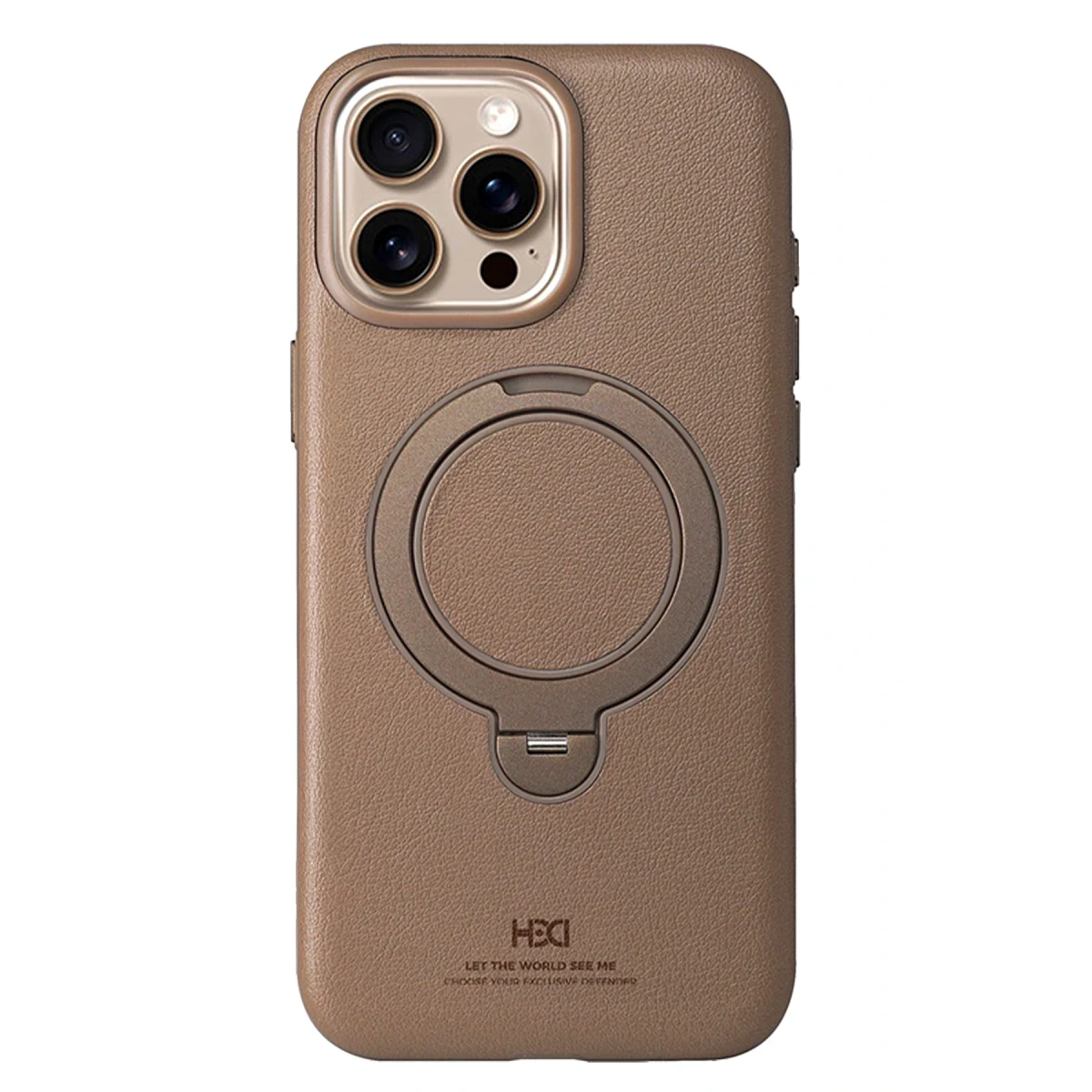 HDD Apple iPhone 14 Pro Max Vapor Deri Magsafe Standlı Kılıf - Gold