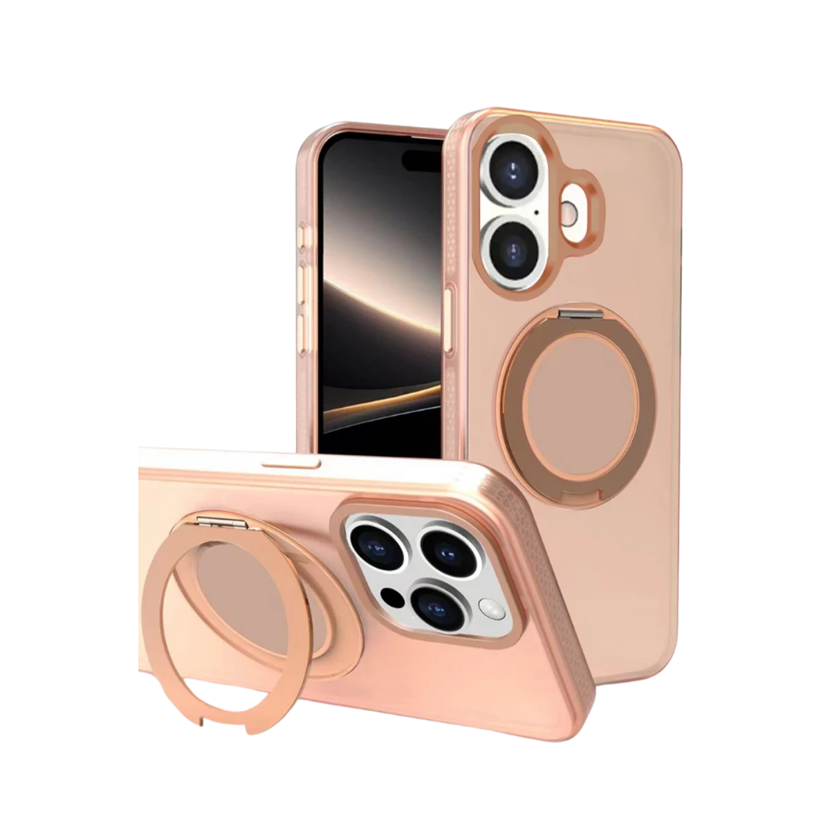 Yesido Apple iPhone 16 Plus PC17 Roza Magsafe Standlı Kapak - Desert