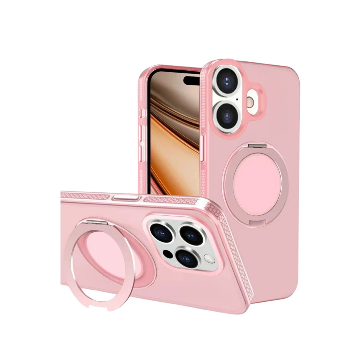 Yesido Apple iPhone 16 Plus PC17 Roza Magsafe Standlı Kapak - Pembe