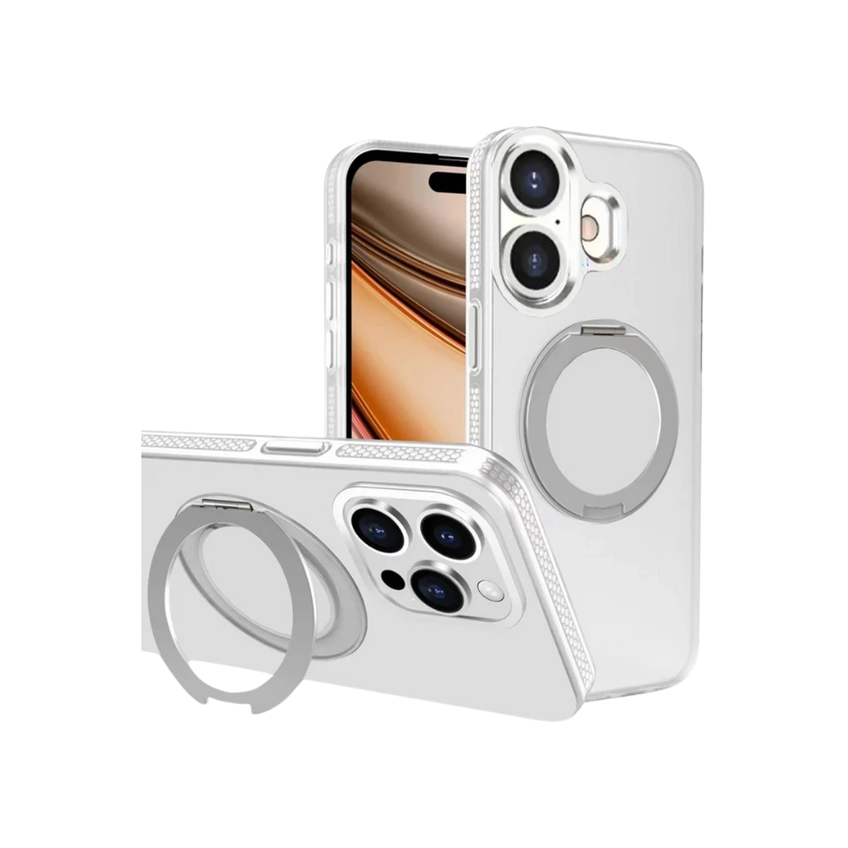 Yesido Apple iPhone 16 Plus PC17 Roza Magsafe Standlı Kapak - Beyaz