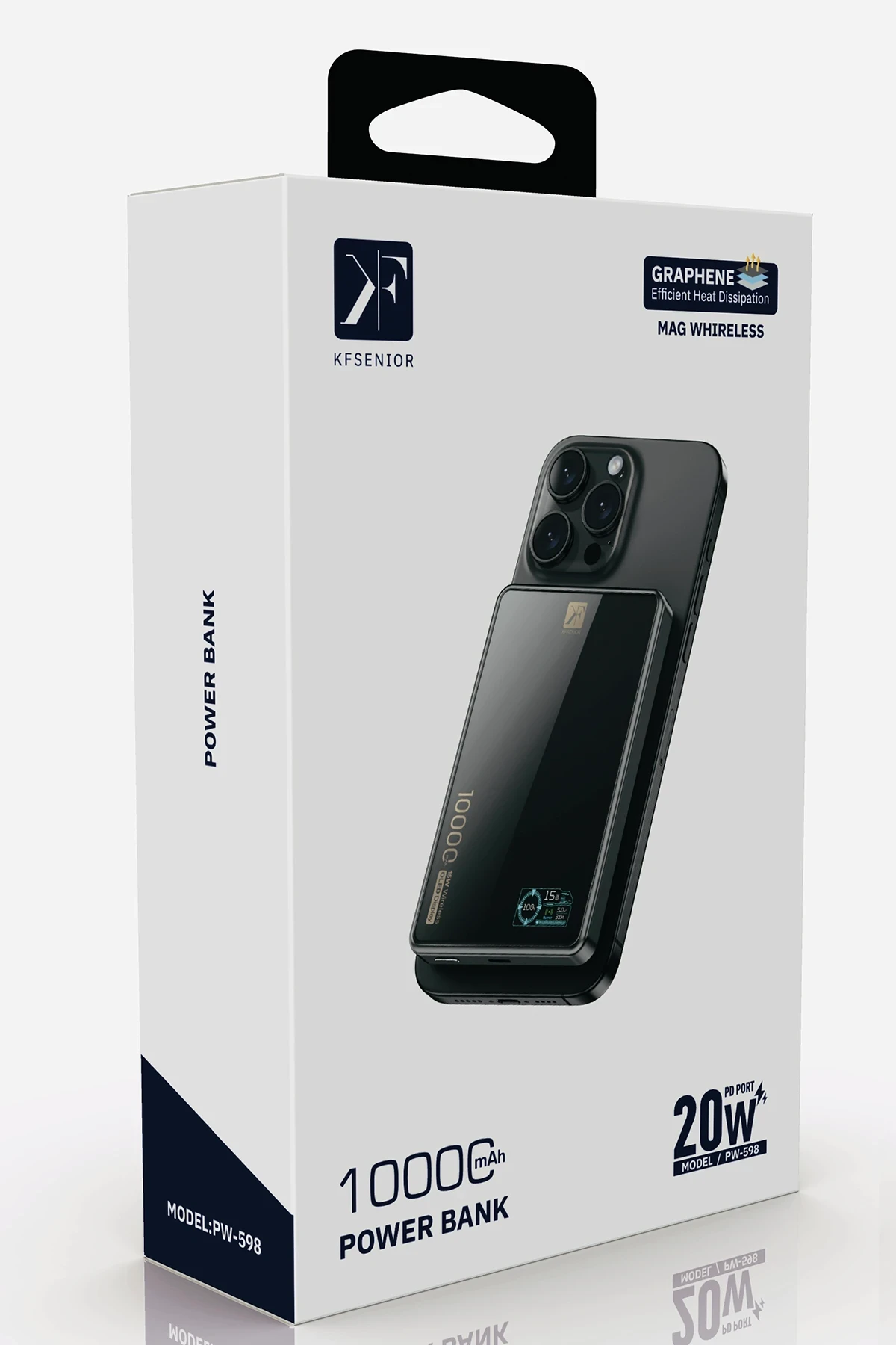 Newface PW598 10.000 mAh Dijital Göstergeli 20W Type-C ve 15W Kablosuz Şarj PD Hızlı Şarj Magsafe Powerbank - Siyah — görsel 2