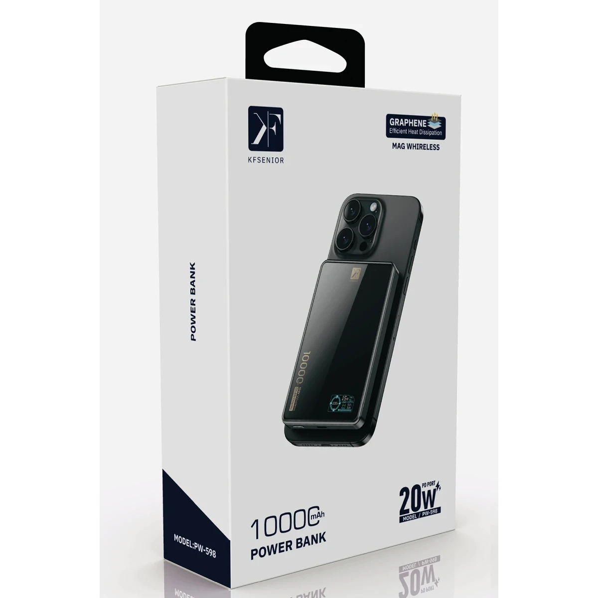 Newface PW598 10.000 mAh Dijital Göstergeli 20W Type-C ve 15W Kablosuz Şarj PD Hızlı Şarj Magsafe Powerbank - Siyah — görsel 4