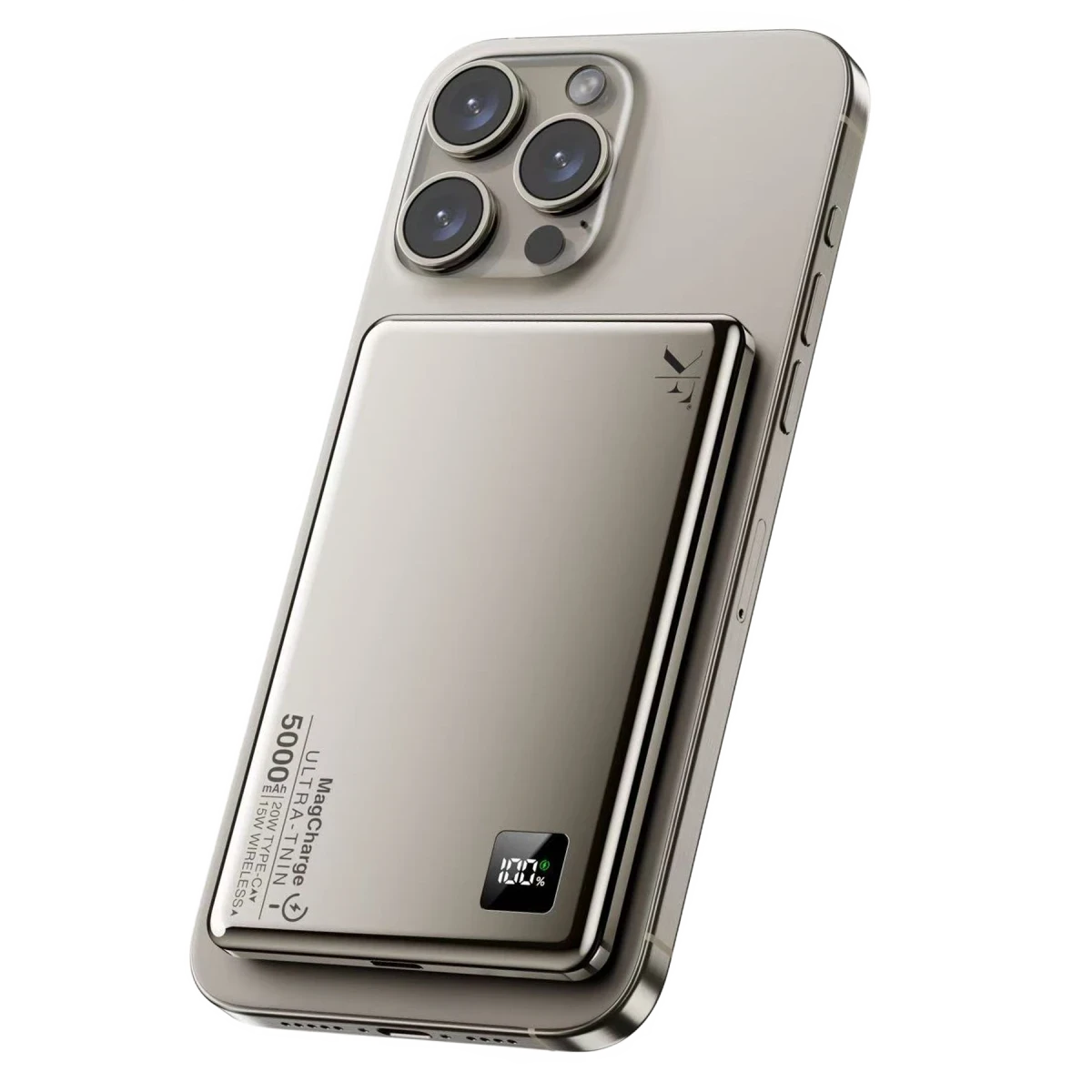Newface PW555 5.000 mAh Dijital Göstergeli 18W Type-C ve 15W Kablosuz Şarj PD Hızlı Şarj Magsafe Powerbank - Titanyum — görsel 3