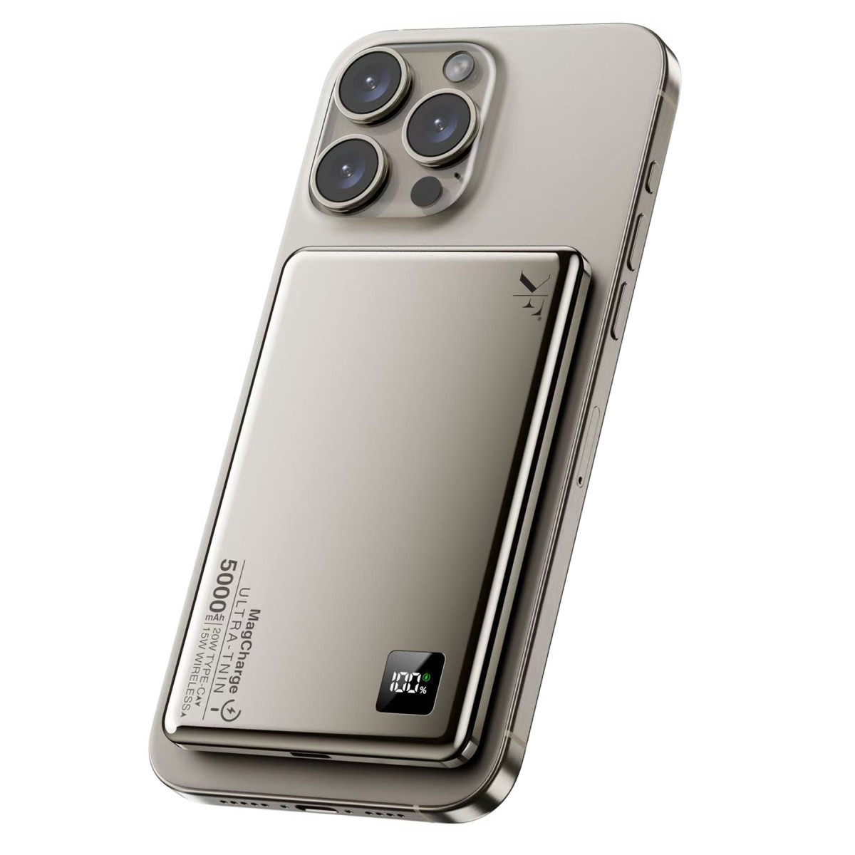 Newface PW555 5.000 mAh Dijital Göstergeli 18W Type-C ve 15W Kablosuz Şarj PD Hızlı Şarj Magsafe Powerbank - Titanyum — görsel 5