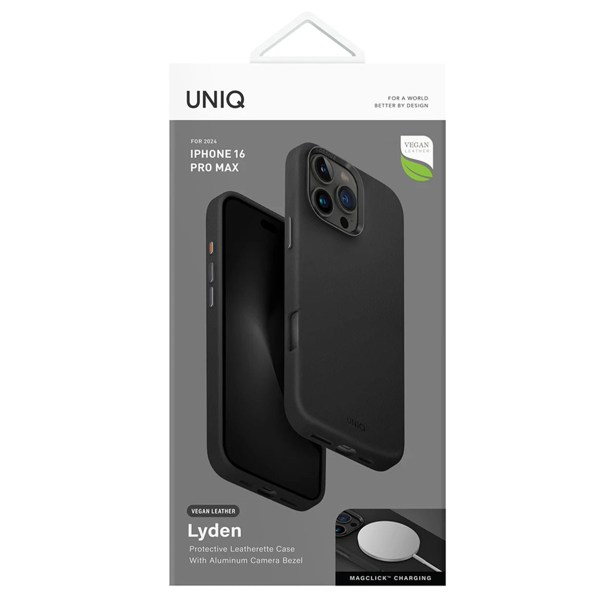 Uniq Apple iPhone 16 Pro Lyden Magsafe Deri Kapak - Siyah