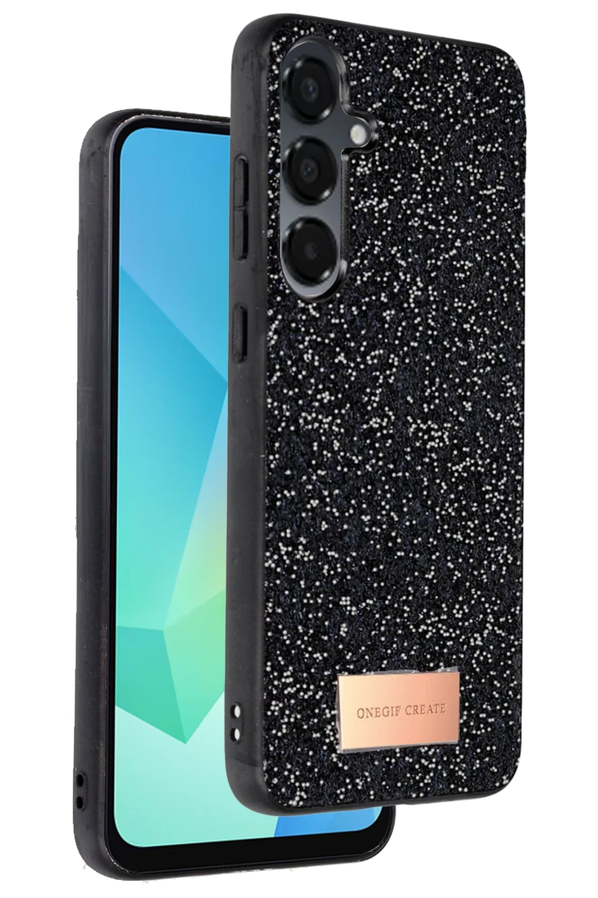 Onegif Samsung Galaxy A16 5G Bright Simli Kapak - Siyah