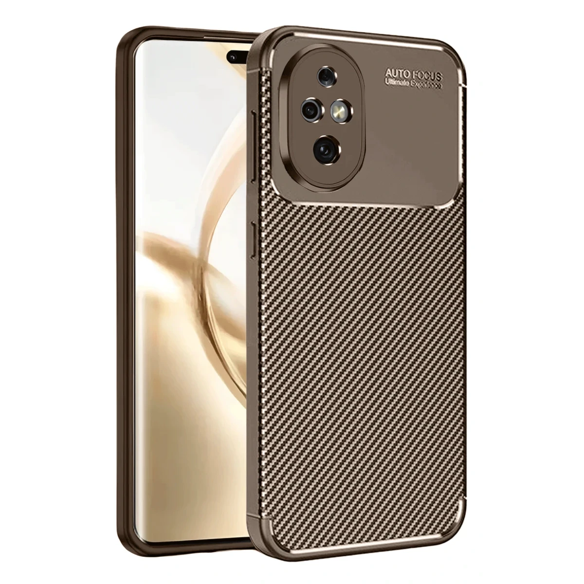 Newface Honor 200 Kılıf Auto Focus Karbon Kapak - Kahverengi