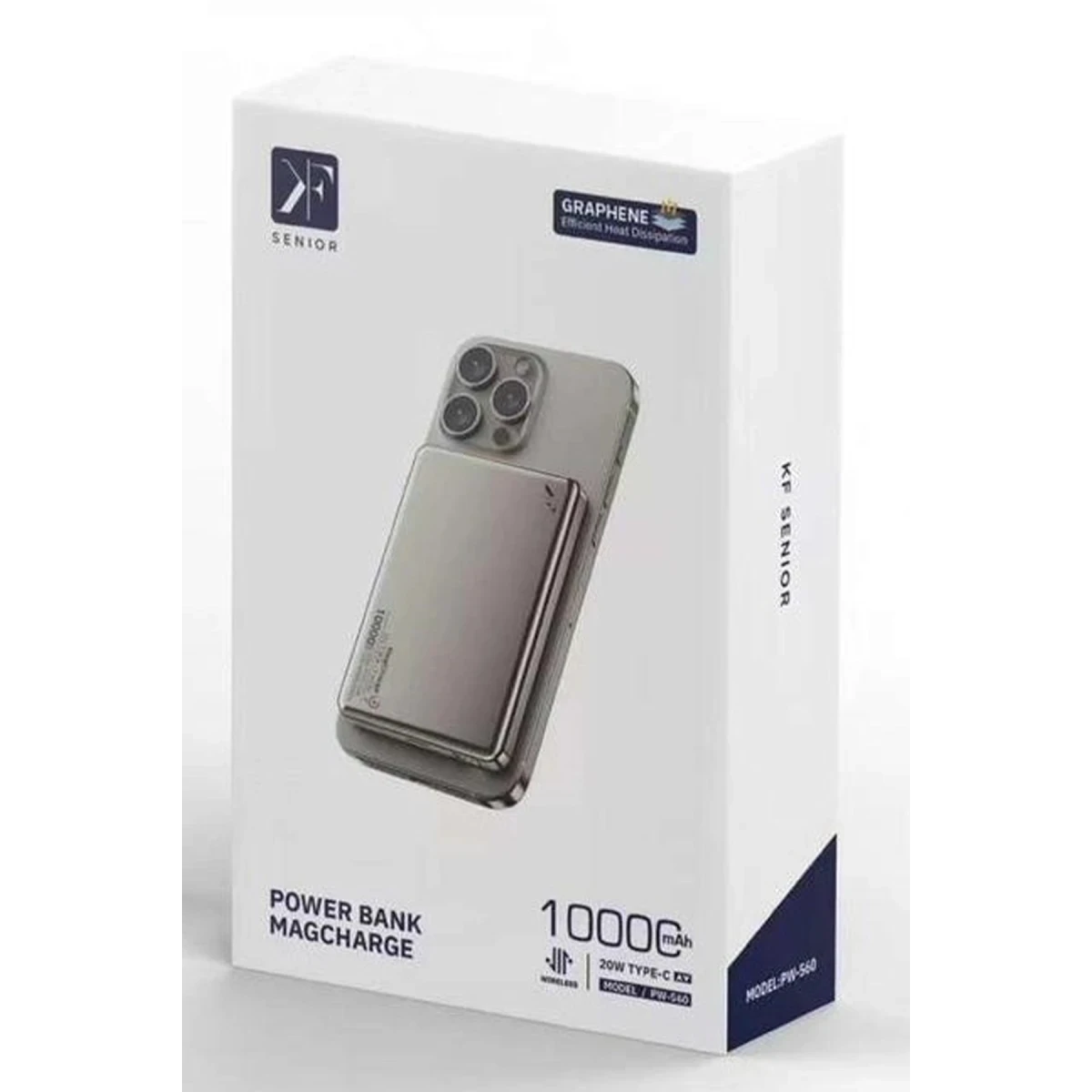 Newface PW560 10.000 mAh Dijital Göstergeli 20W Type-C ve 15W Kablosuz Şarj PD Hızlı Şarj Magsafe Powerbank - Titanyum — görsel 4