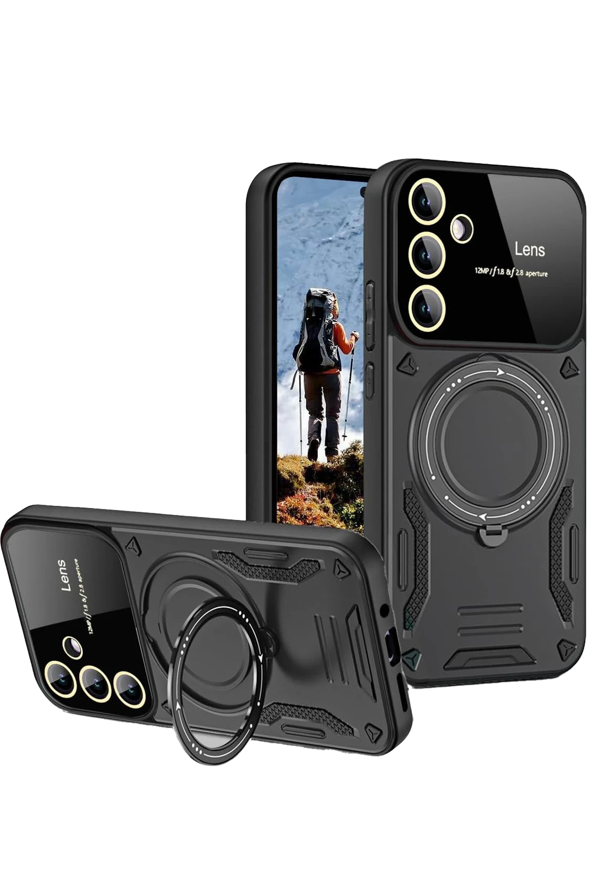 Newface Samsung Galaxy S24 FE Kılıf Joy Lens Standlı Kapak - Siyah