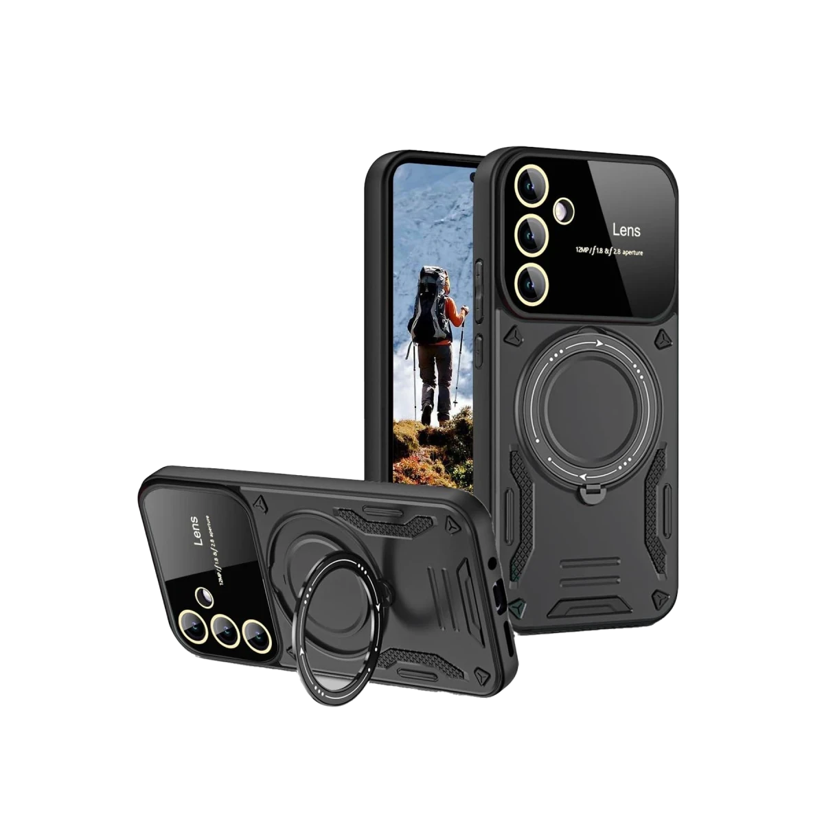 Newface Samsung Galaxy S24 FE Kılıf Joy Lens Standlı Kapak - Siyah — görsel 5