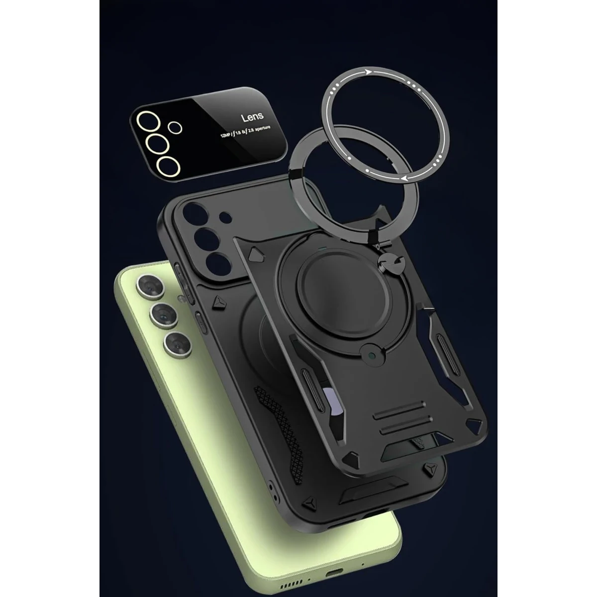 Newface Samsung Galaxy S24 FE Kılıf Joy Lens Standlı Kapak - Siyah — görsel 7