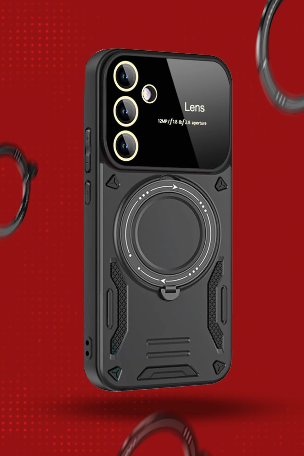 Newface Samsung Galaxy S24 FE Kılıf Joy Lens Standlı Kapak - Koyu Yeşil