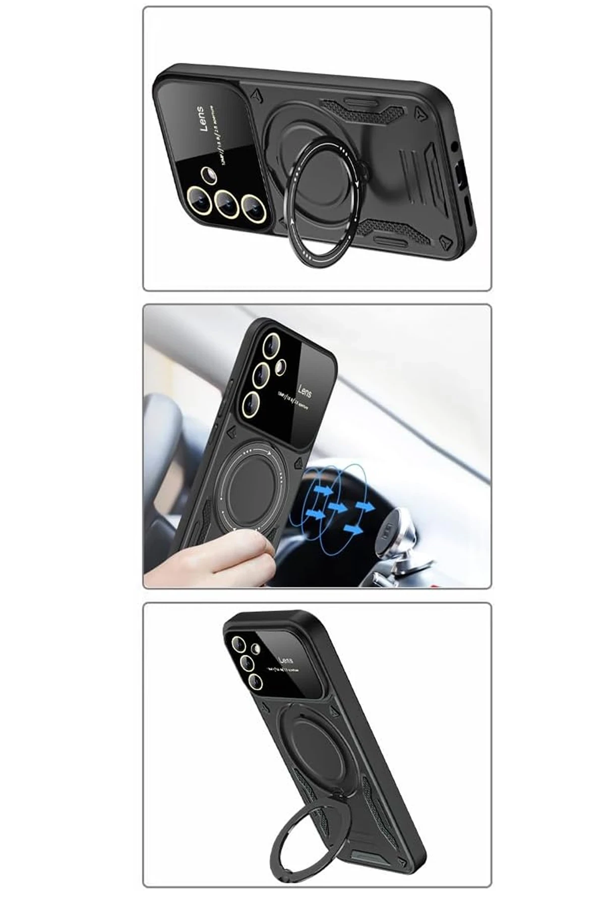 Newface Samsung Galaxy S24 FE Kılıf Joy Lens Standlı Kapak - Koyu Yeşil