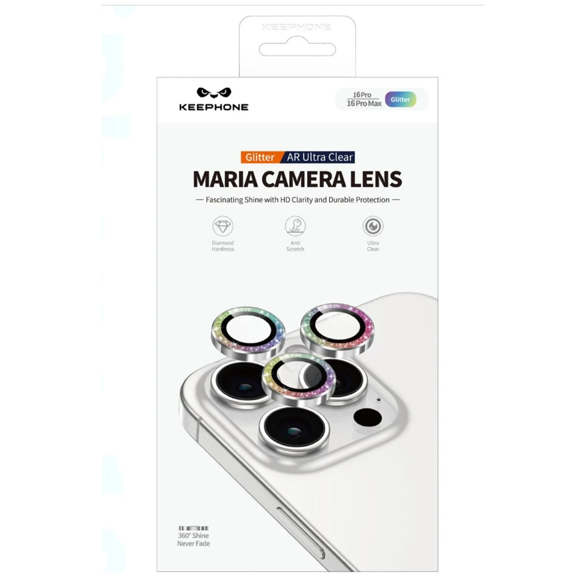 Keephone Apple iPhone 16 Pro Max Maria Simli Kamera Lens Koruyucu - Titanyum