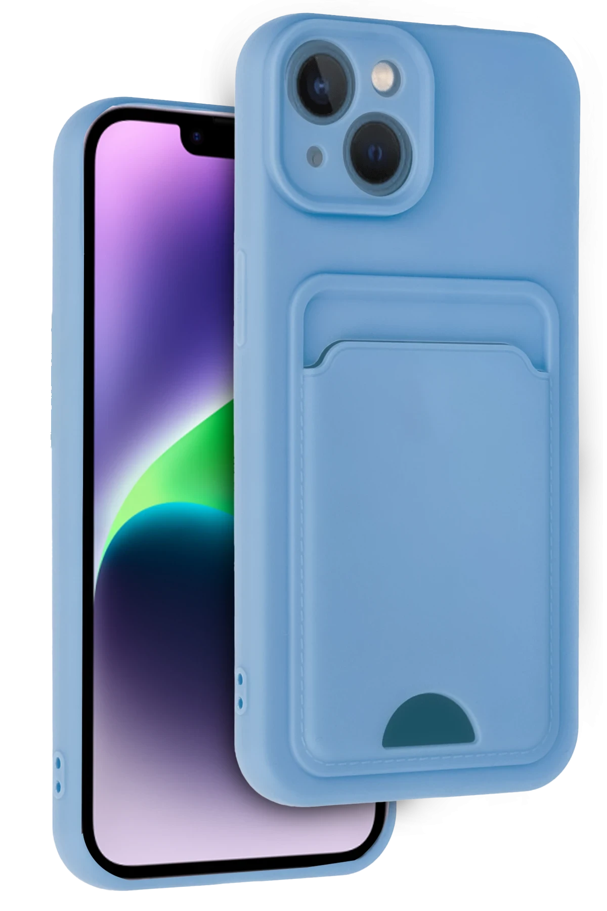 Newface iPhone 14 Kılıf Kelvin Kartvizitli Silikon - Mavi