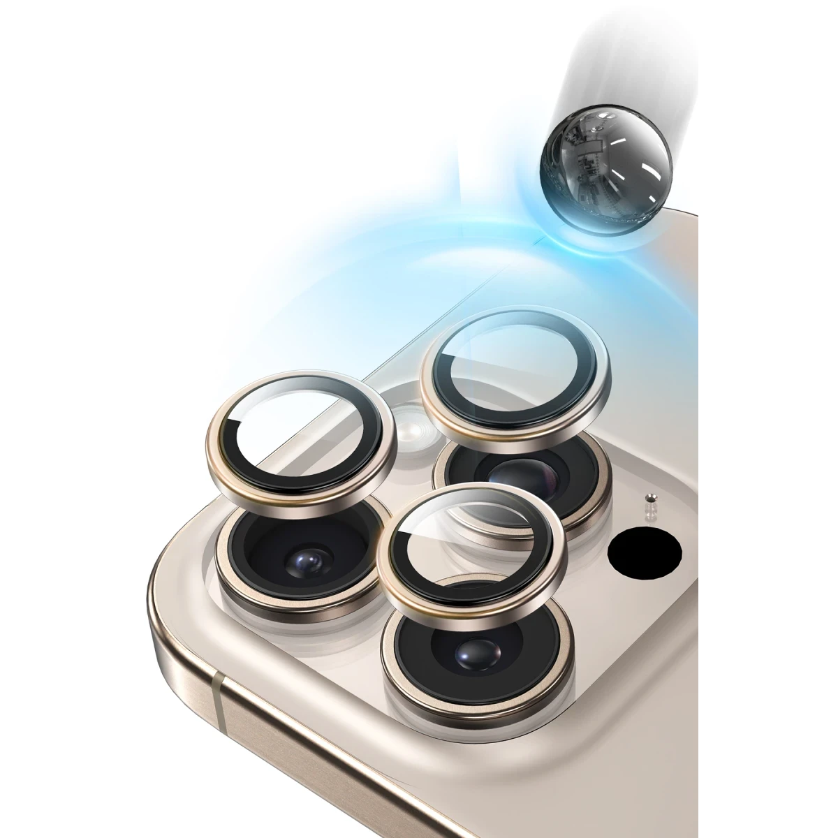 Keephone Apple iPhone 16 Pro Max Silikon Metal Kamera Lens Koruyucu - Siyah