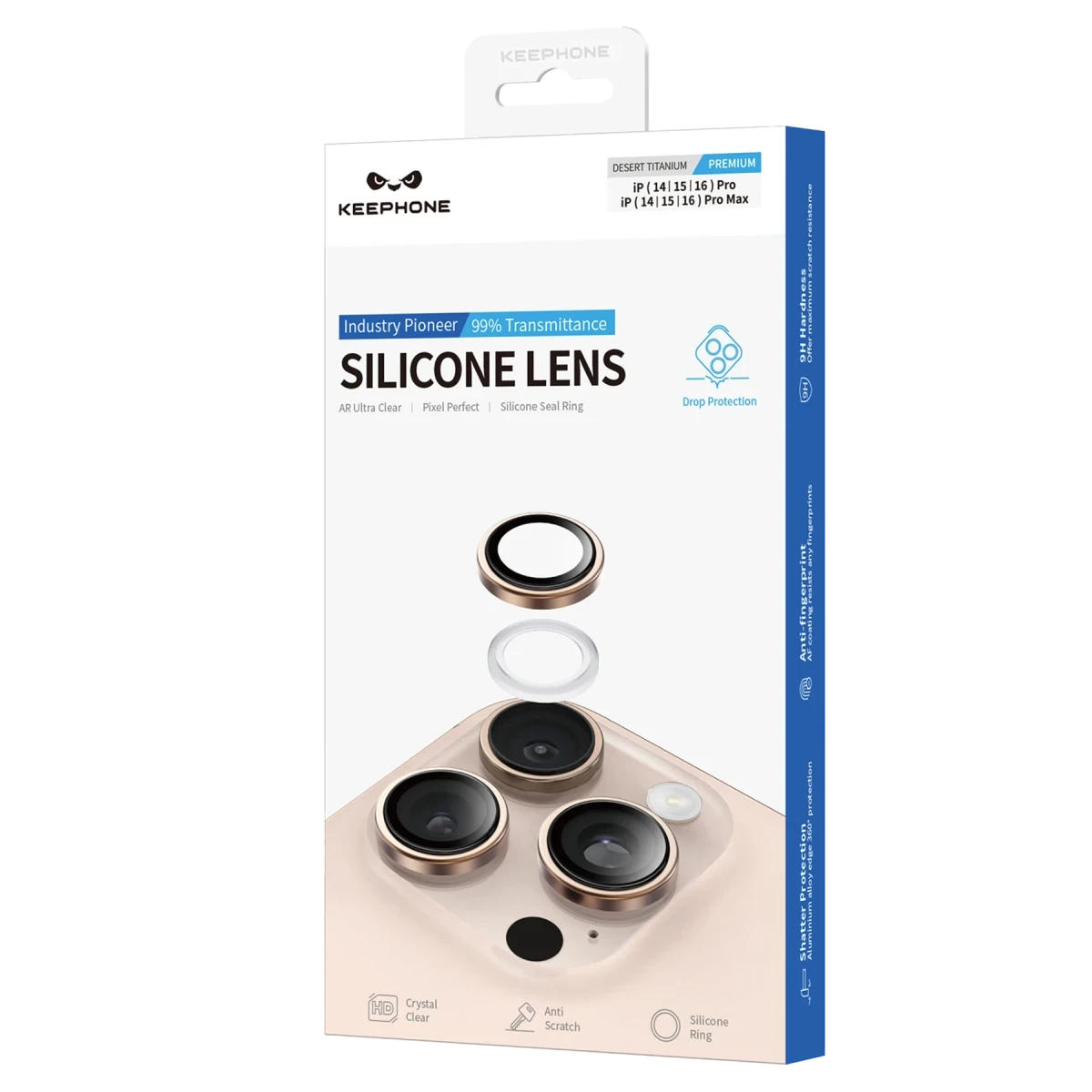 Keephone Apple iPhone 16 Pro Max Silikon Metal Kamera Lens Koruyucu - Siyah