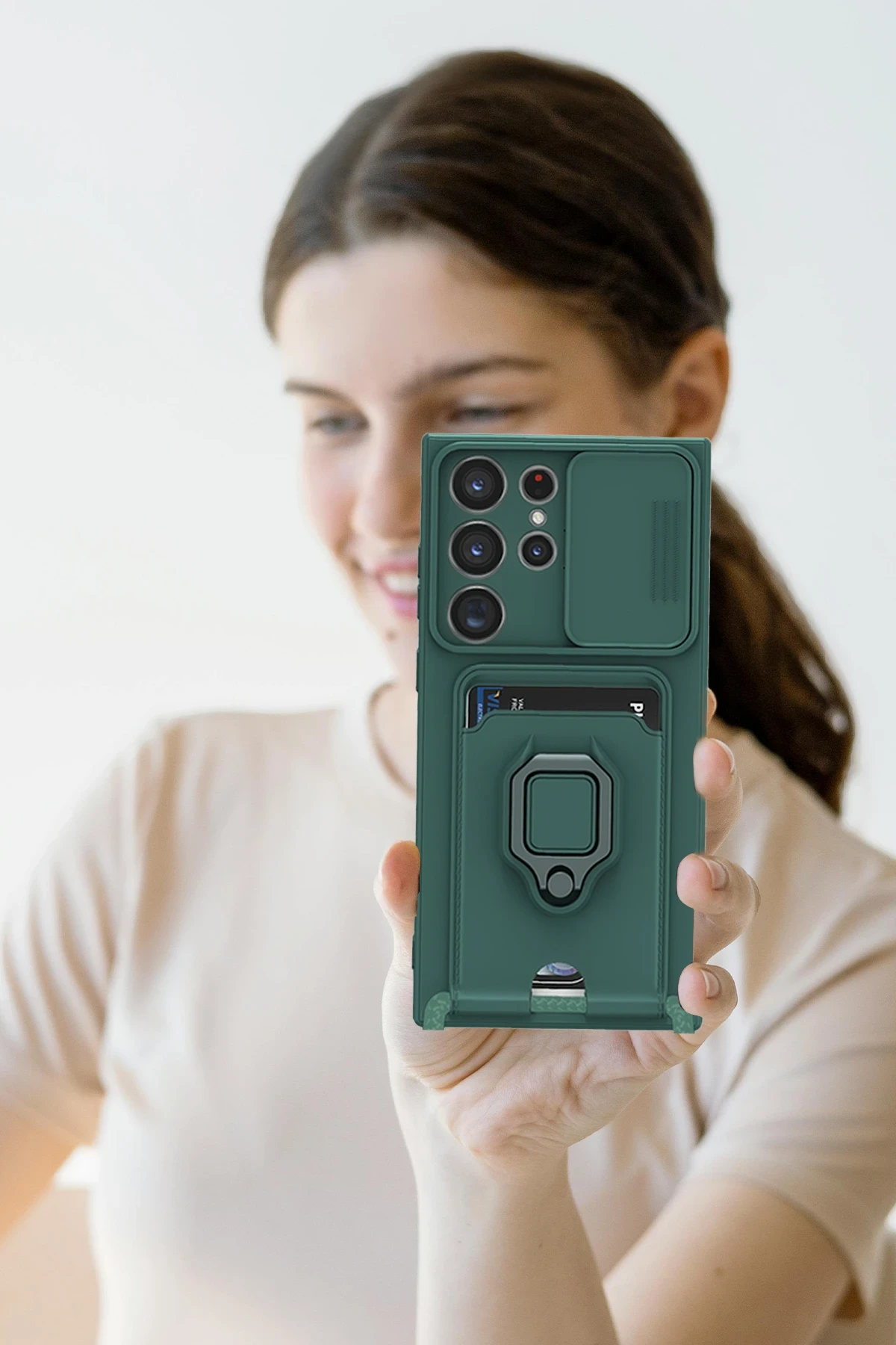Newface Samsung Galaxy S25 Ultra Kılıf Zuma Kartvizitli Yüzüklü Silikon - Lacivert