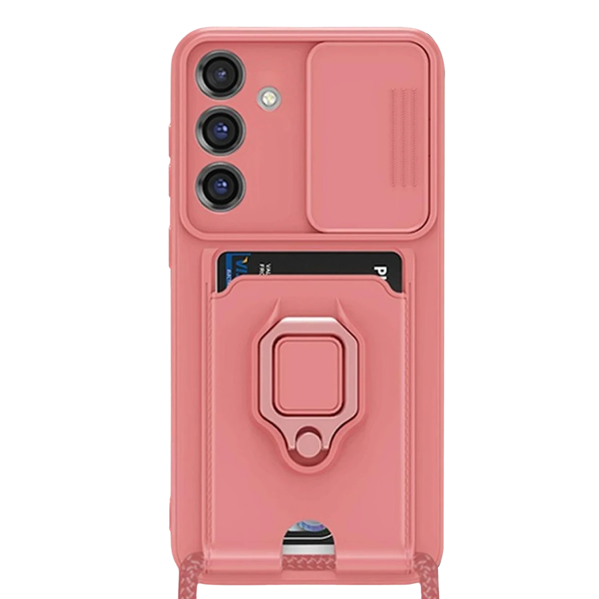 Newface Samsung Galaxy S25 Plus Kılıf Zuma Kartvizitli Yüzüklü Silikon - Pembe