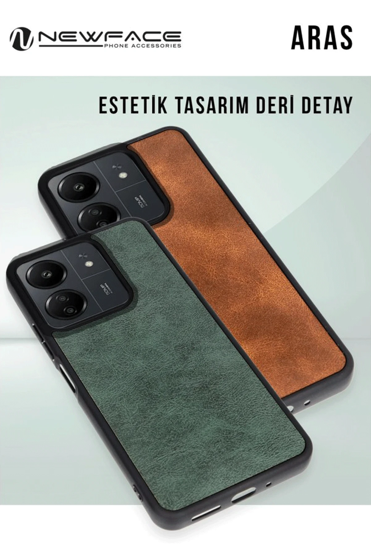 Newface Samsung Galaxy A36 Kılıf Aras Deri Kapak - Taba