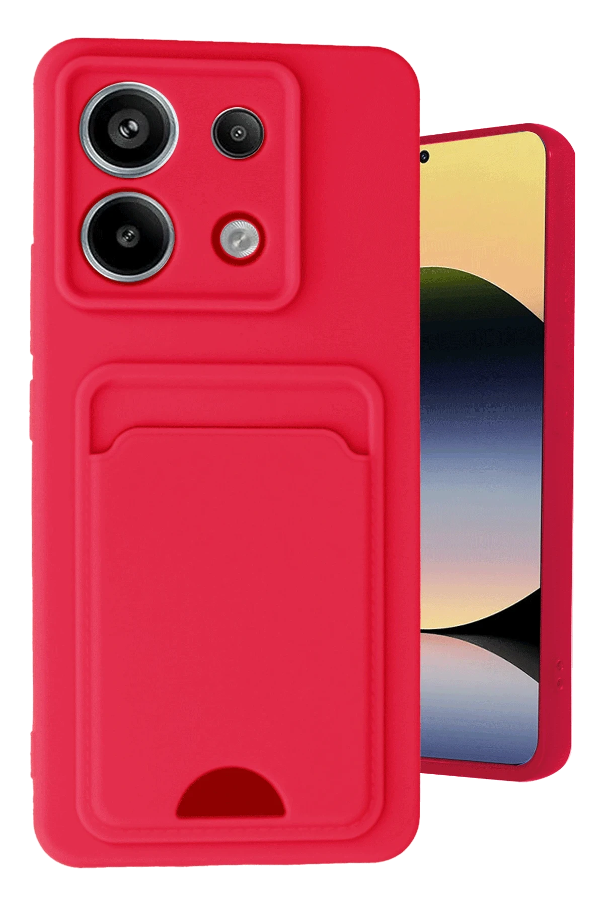 Newface Xiaomi Redmi Note 13 Pro 5G Kılıf Kelvin Kartvizitli Silikon - Kırmızı