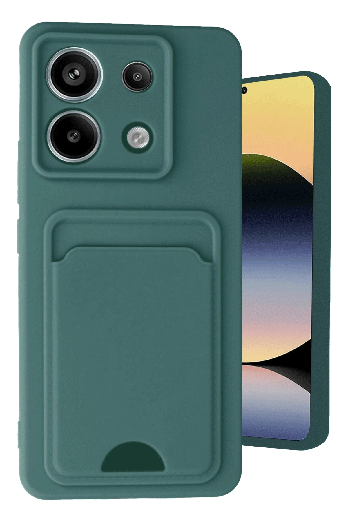 Newface Xiaomi Redmi Note 13 Pro 5G Kılıf Kelvin Kartvizitli Silikon - Koyu Yeşil