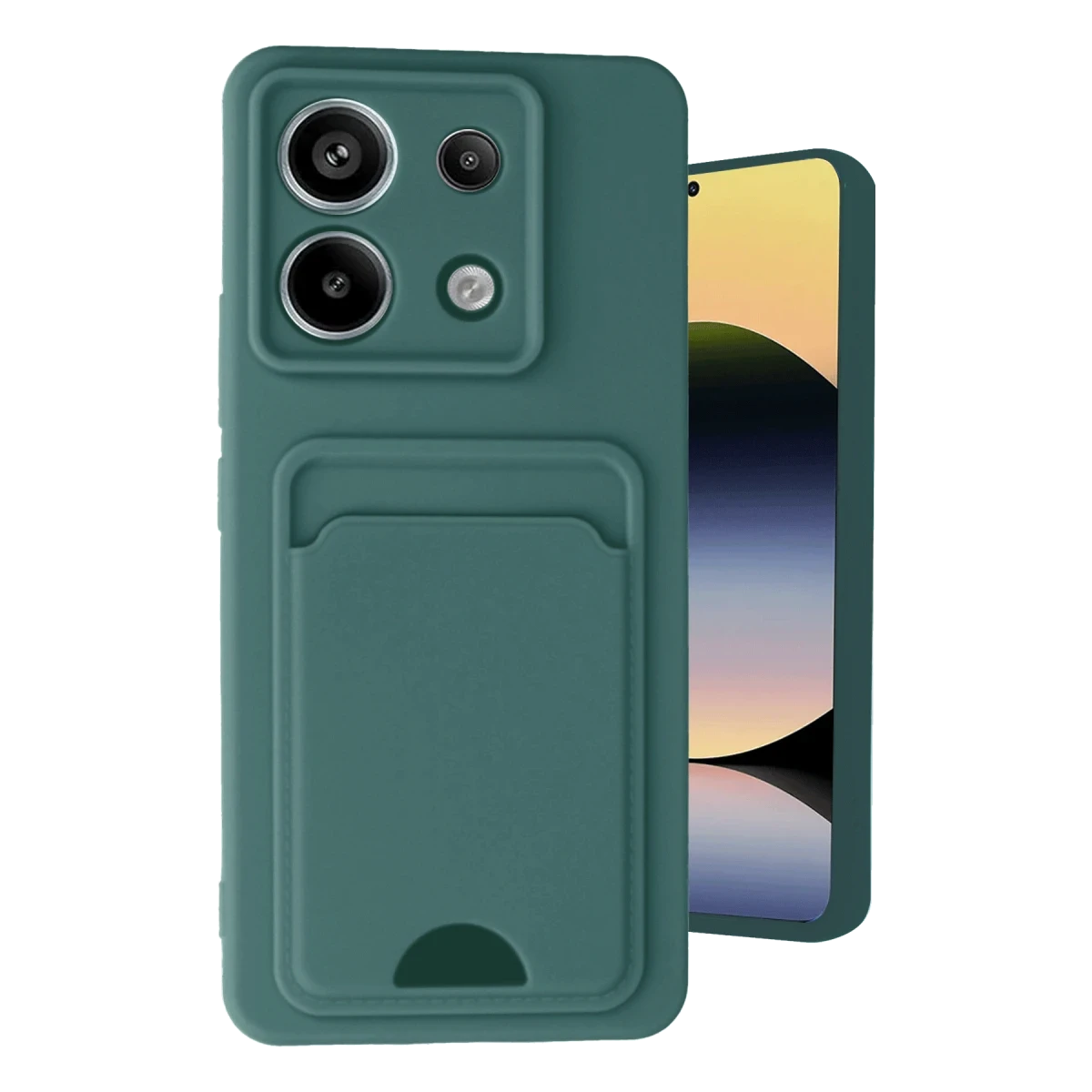 Newface Xiaomi Redmi Note 13 Pro 5G Kılıf Kelvin Kartvizitli Silikon - Koyu Yeşil