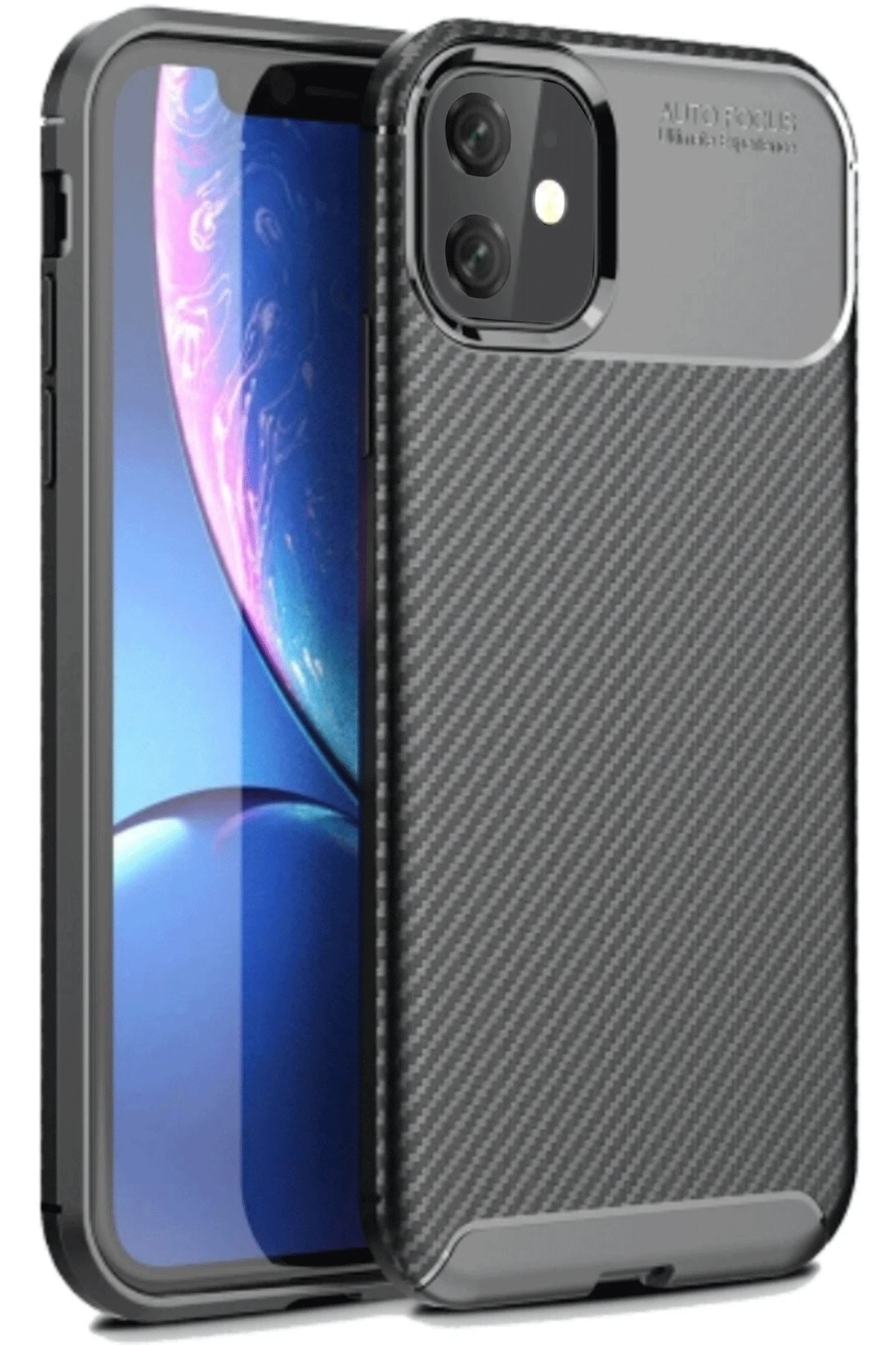 Newface Apple iPhone 11 Kılıf Auto Focus Karbon Kapak - Siyah