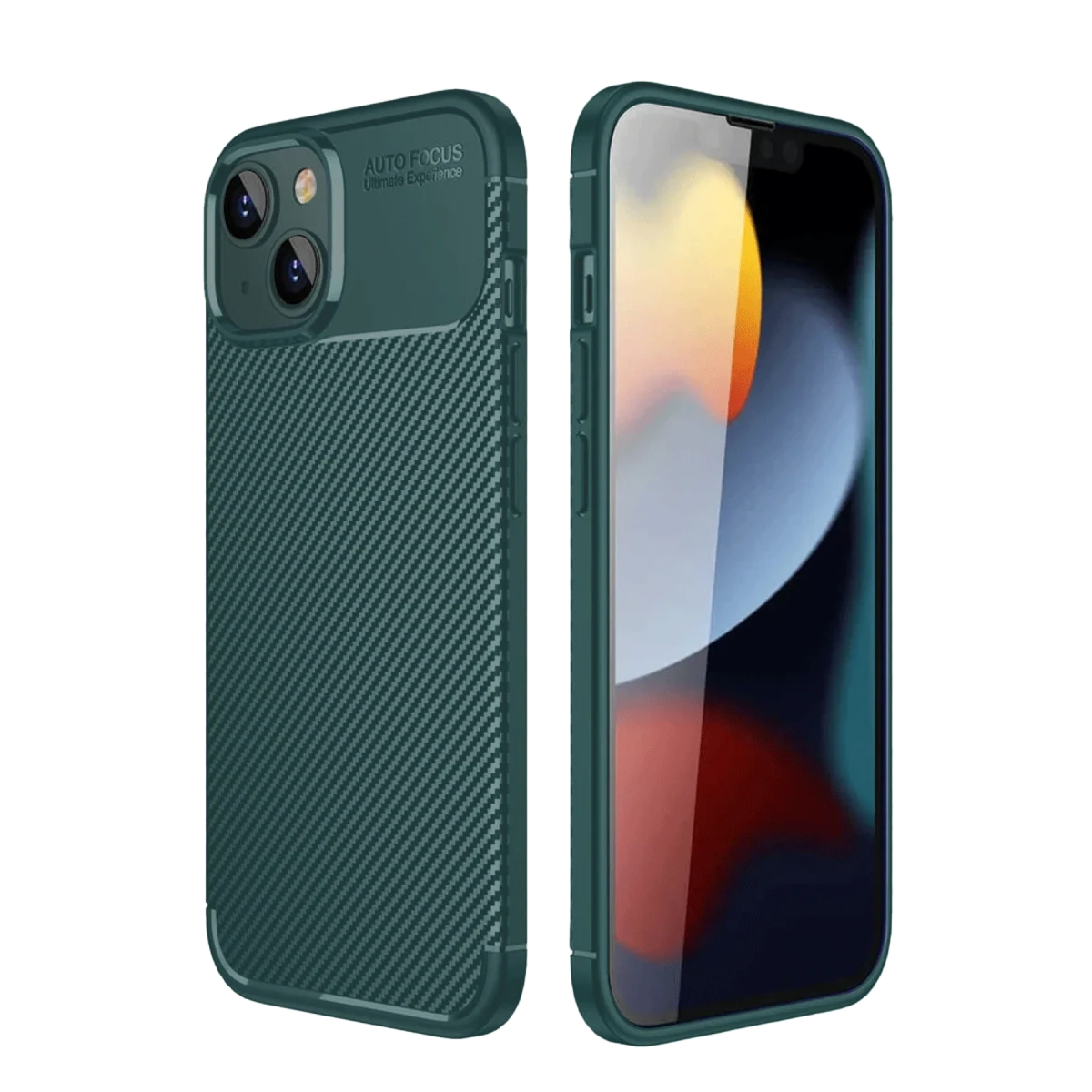 Newface Apple iPhone 14 Kılıf Auto Focus Karbon Kapak - Koyu Yeşil — görsel 3