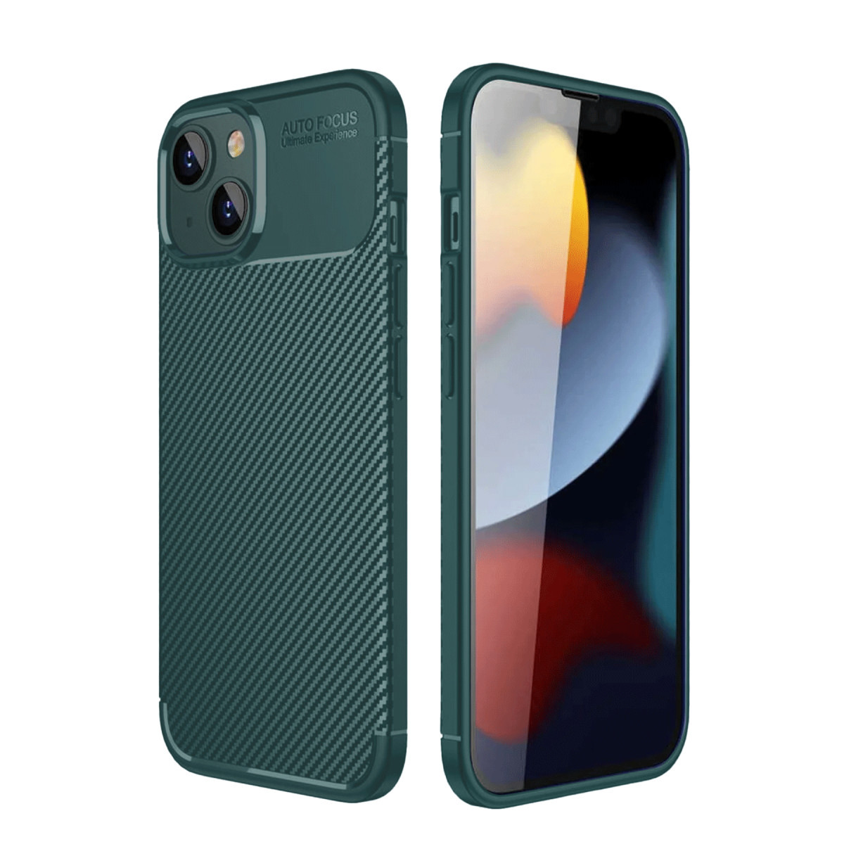 Newface Apple iPhone 14 Kılıf Auto Focus Karbon Kapak - Koyu Yeşil — görsel 5